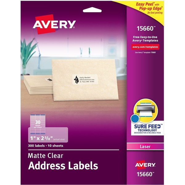 Avery Label, Mail, Ezpeel, Clr, 300Ea 300PK AVE15660